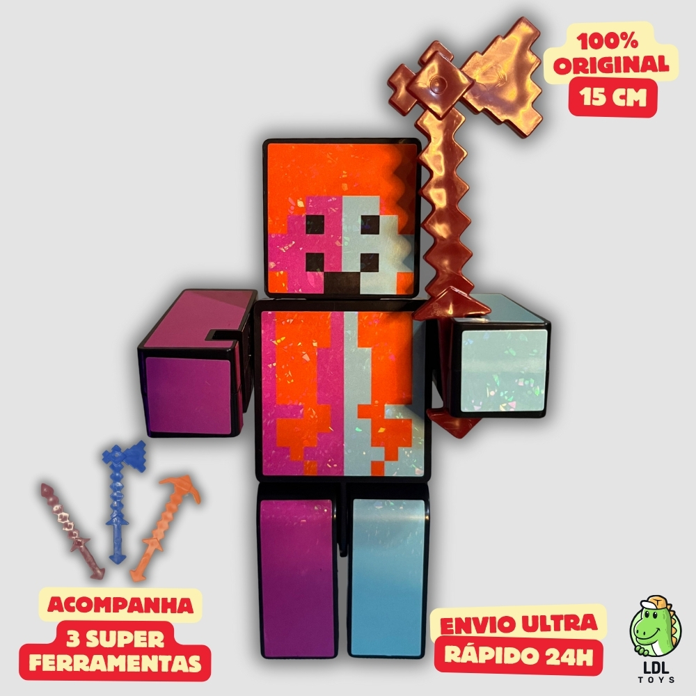 Boneco Mana 15cm Articulado Acompanha 3 Ferramentas Youtuber Original Algazarra