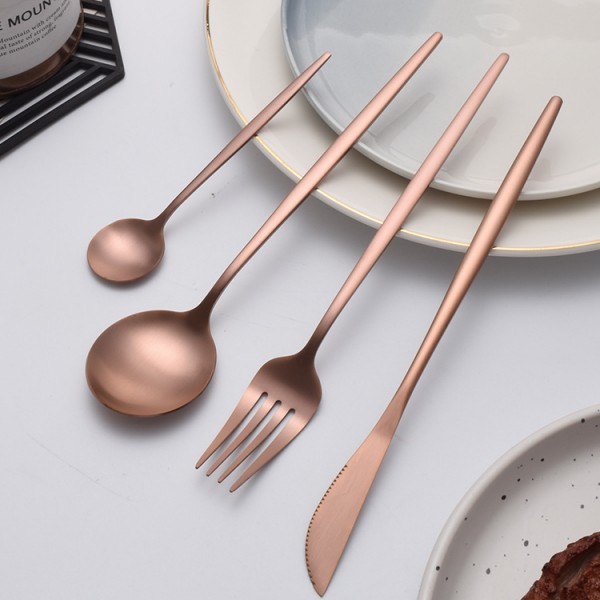 Conjunto De Talheres De 72 Peças Em Tom Ouro Rosa