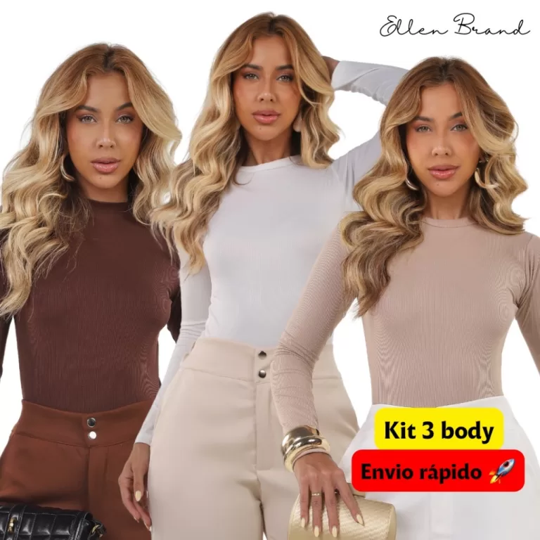 KIT 3 BODY manga longa gola chacharel frio inverno