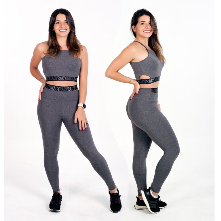 Conjunto Fitness Calça Legging Cintura Alta e Cro