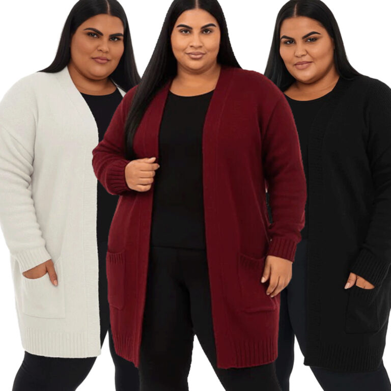Casaco Cardigan Plus Size de Frio Feminino Tricot 