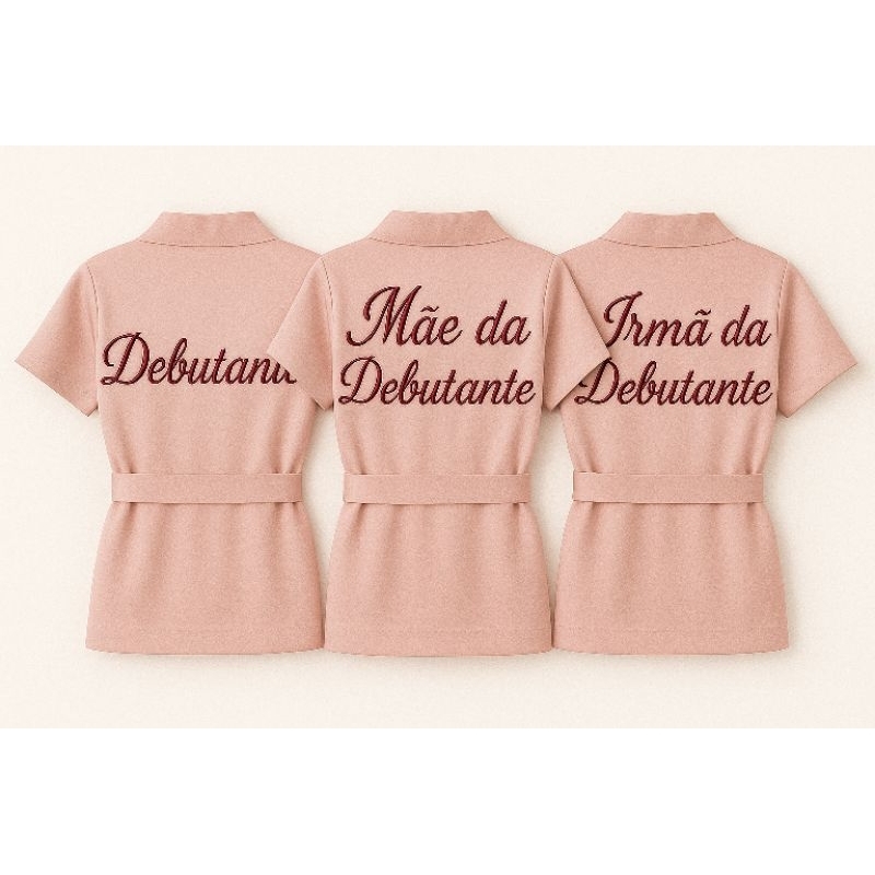 kit 3 robes rose bordado marsala Debutante mãe da Debutante e irmã da Debutante