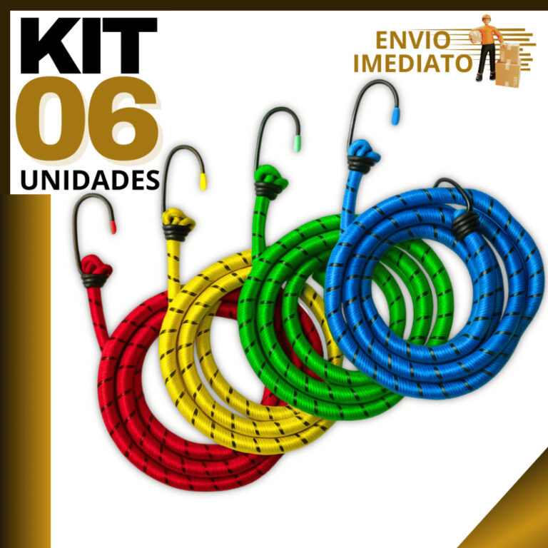 Kit 6 Corda Elástica 150cm x 8mm | Para Moto, Bag