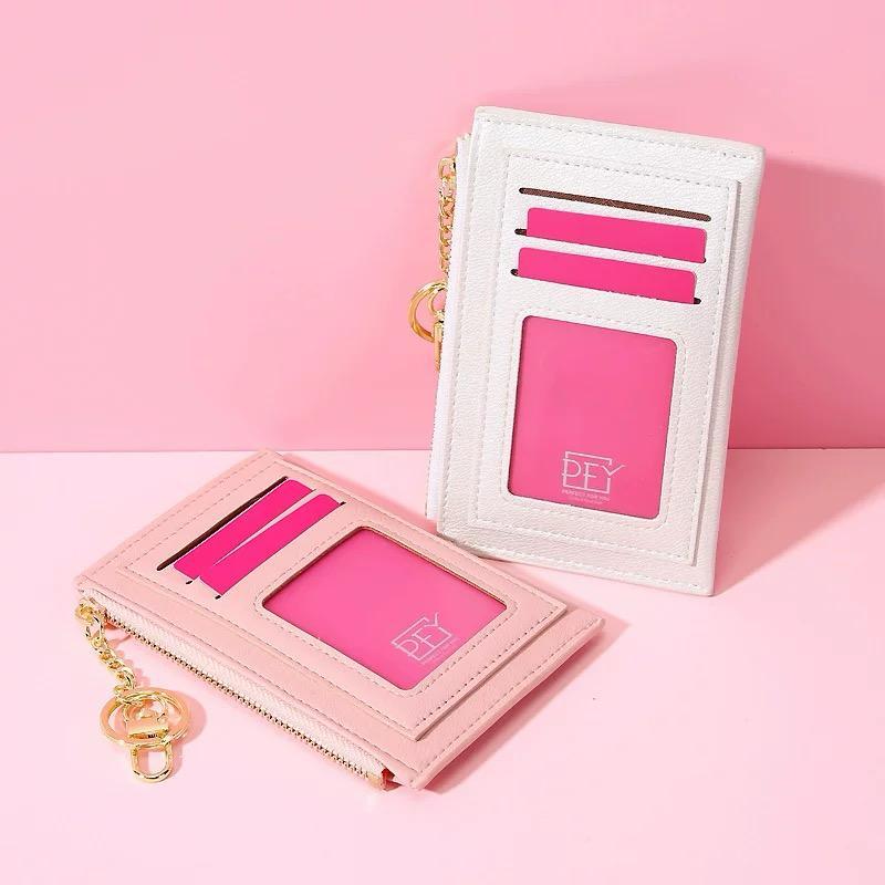 Carteira Feminina com Chaveiro Multi-Cartão Porta Cartão Casual Unissex D477 LING