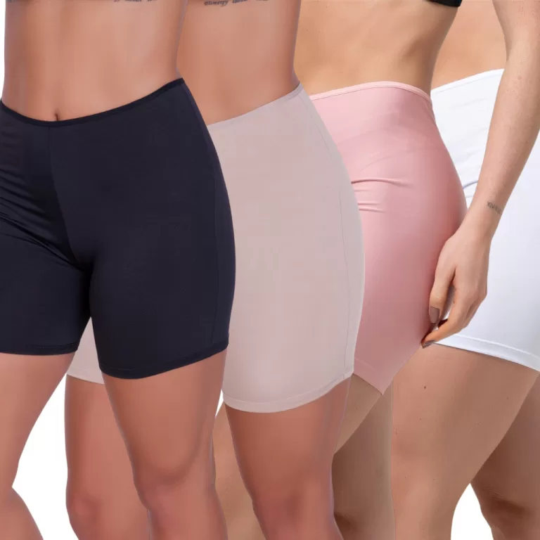 Kit 4 Shorts Segunda Pele Anágua Cintura Alta Ber