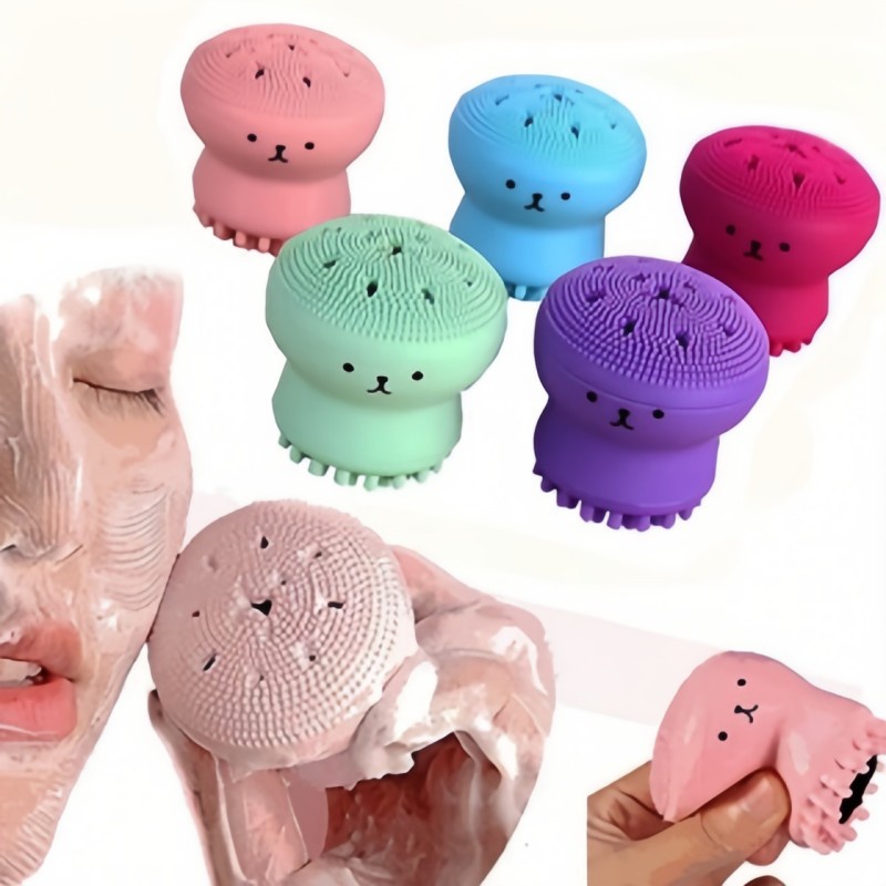 3 Peças Esponja De Cuidados Com A Pele Esfoliante Escova De Massagem Facial Polvo/Para Base/Corretiv