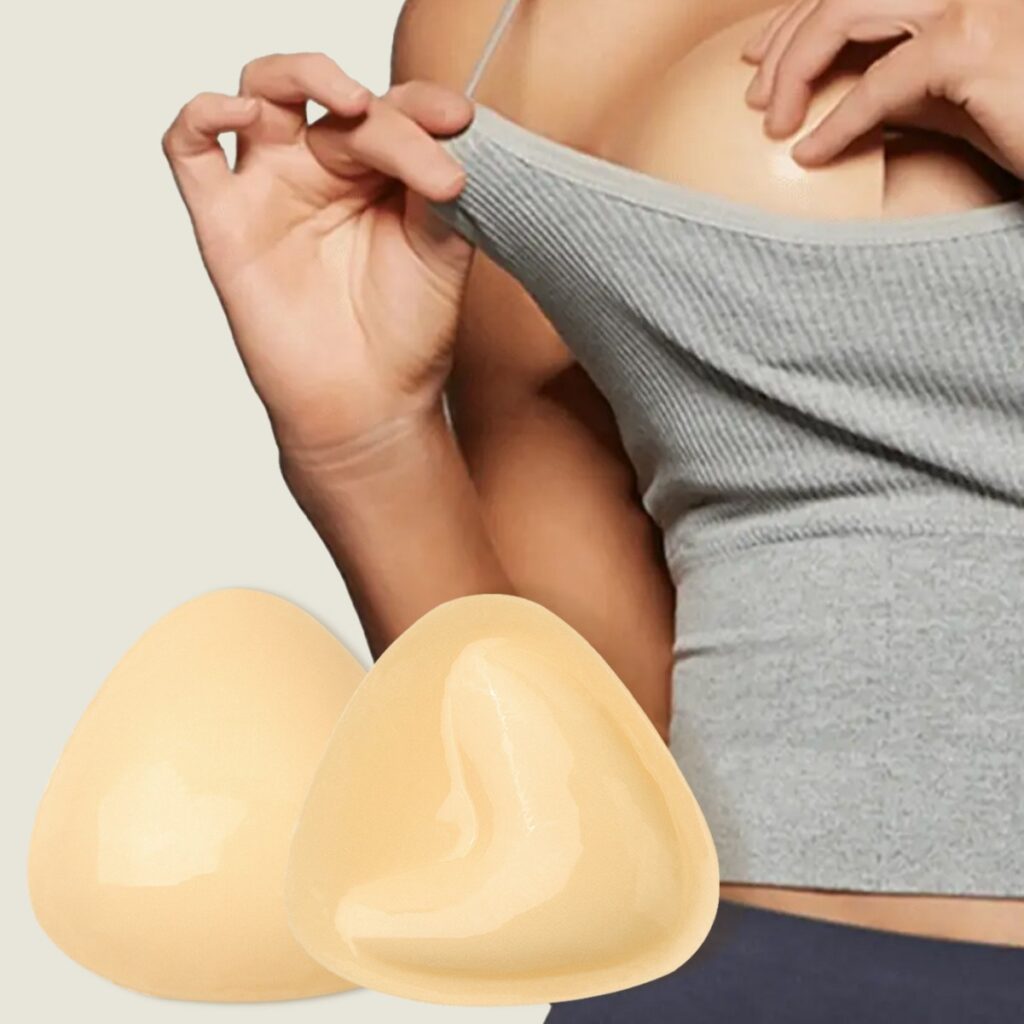 Par de Almofadas de Silicone Triangulares – Almofadas Push-Up Removíveis para Biquínis e Roupas de B