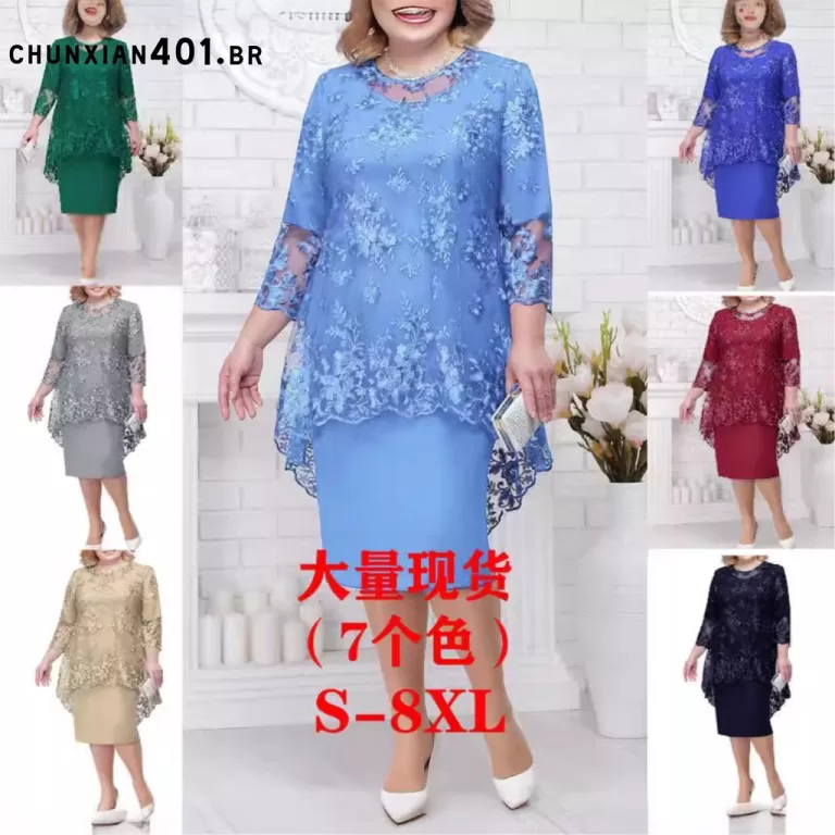 YYR_ Plus Size Vestido Noturno Bordado Elegante Fl