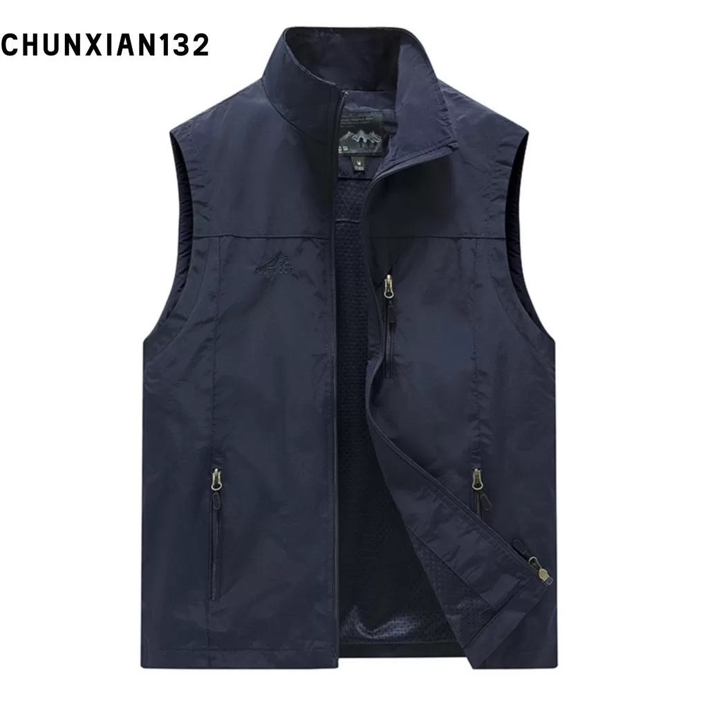 [kmeril] Colete Casual Masculino Com Gola Alta , Sem Mangas , Zíper , Carcela , Casaco , Forro De Ma