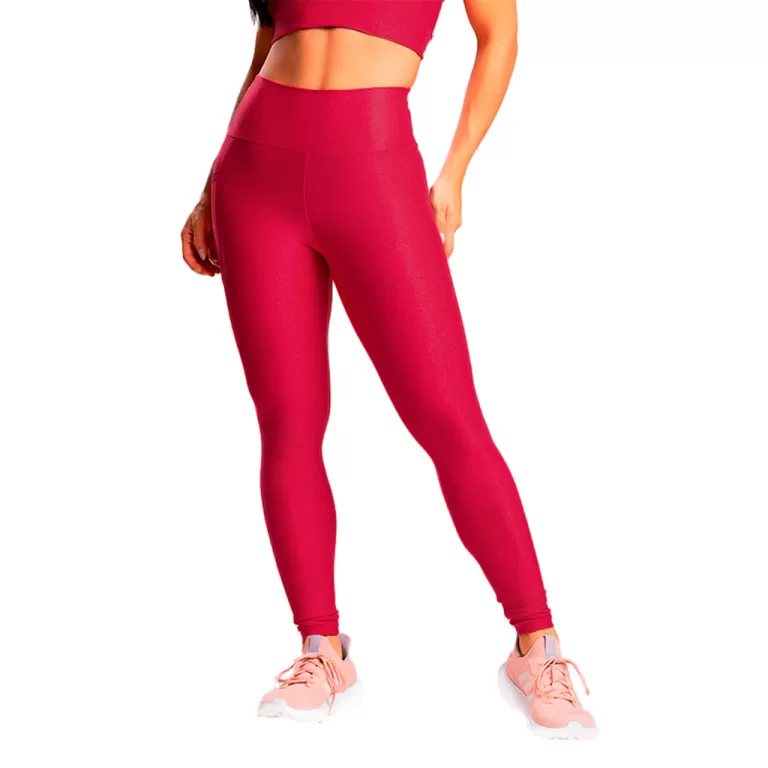 Legging Poliamida Canelada Com Bolso Rosa Massam F