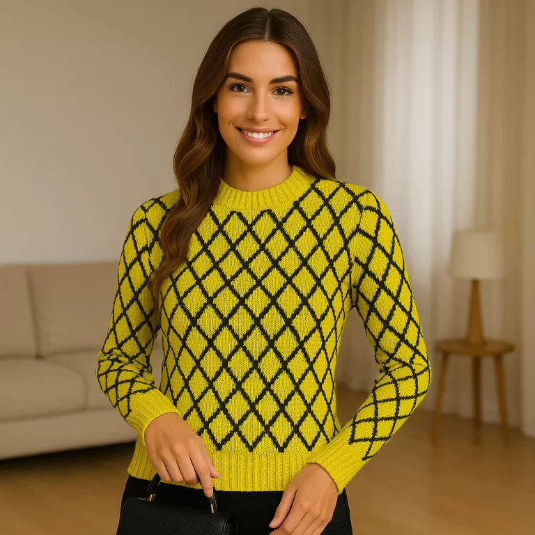 Blusa Feminina de Tricot com Estampa Geométrica  