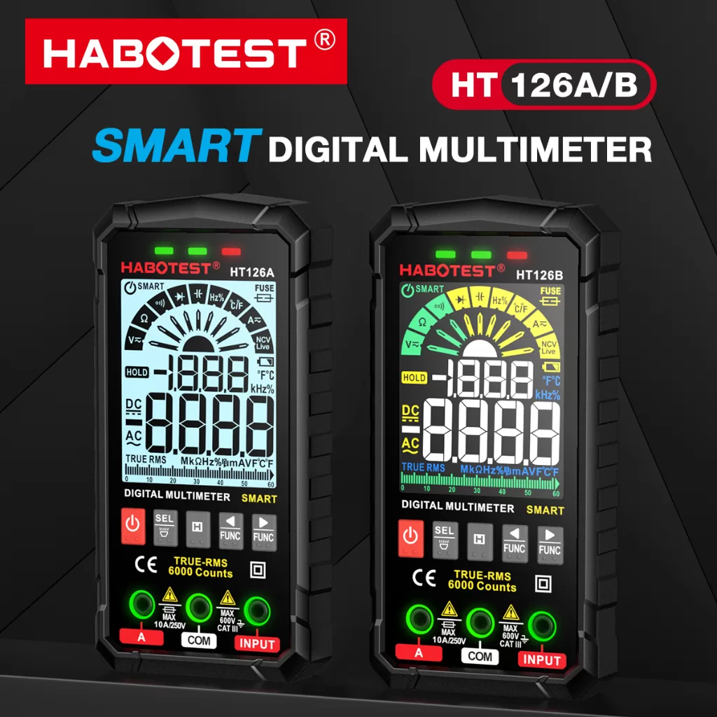HABOTEST HT126 600V Digital Auto Range DMM Voltmeter verdadeiro RMS AC DC NCV medidor de tensão 6000