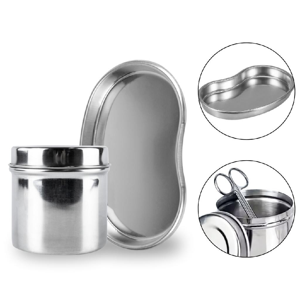 Kit Bandeja Cuba Rim Aço Inox + Porta Gaze Odonto Podologia Manicure Consultório Higienização