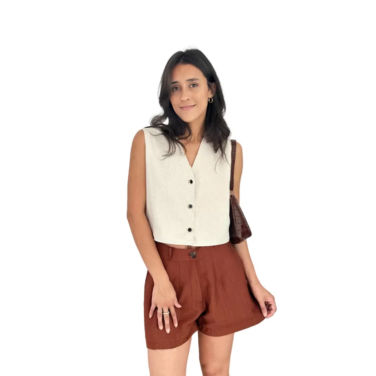 Shorts Feminino Alfaiataria Marrom