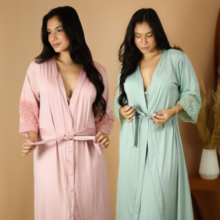 Kit 2 Robe Feminino Confortável Linha Noite Manga
