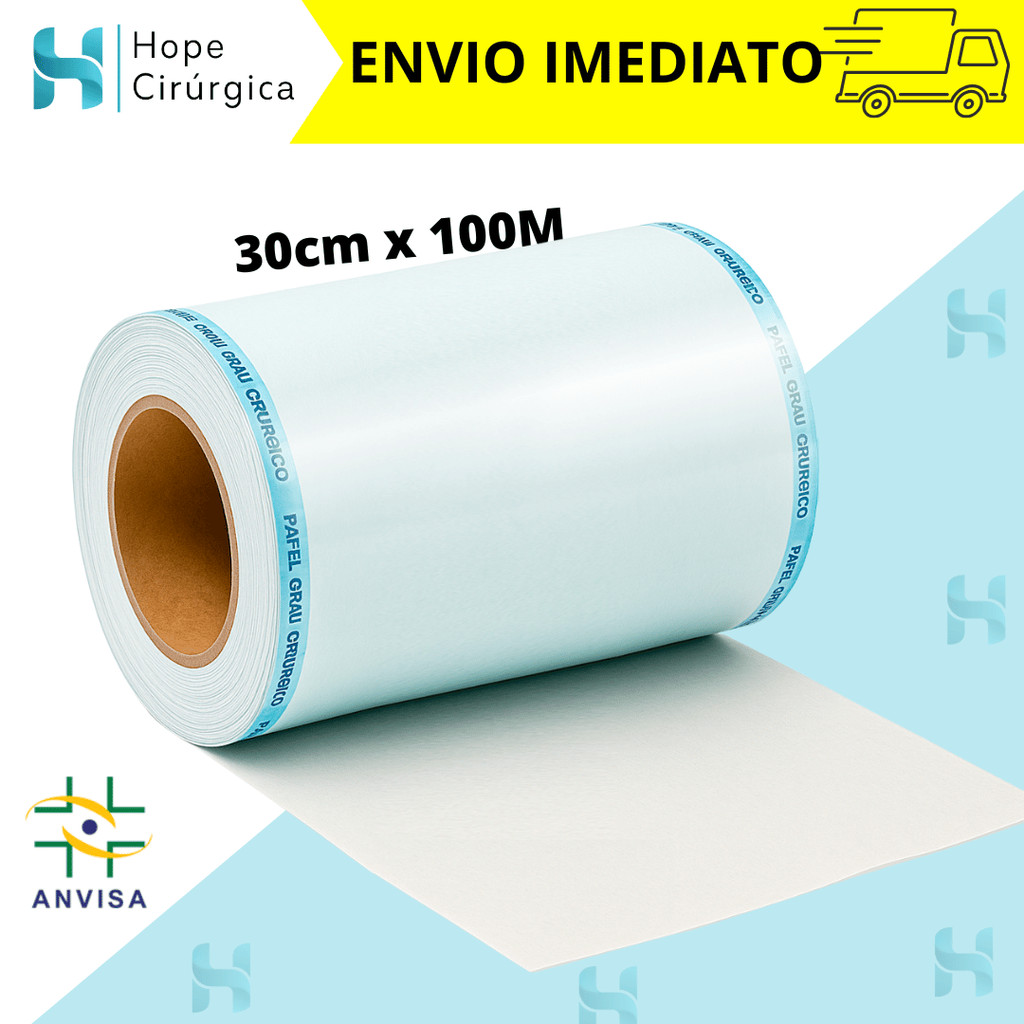 Bobina Papel Grau Cirúrgico para Esterilização Autoclave 30×100 Flexpell