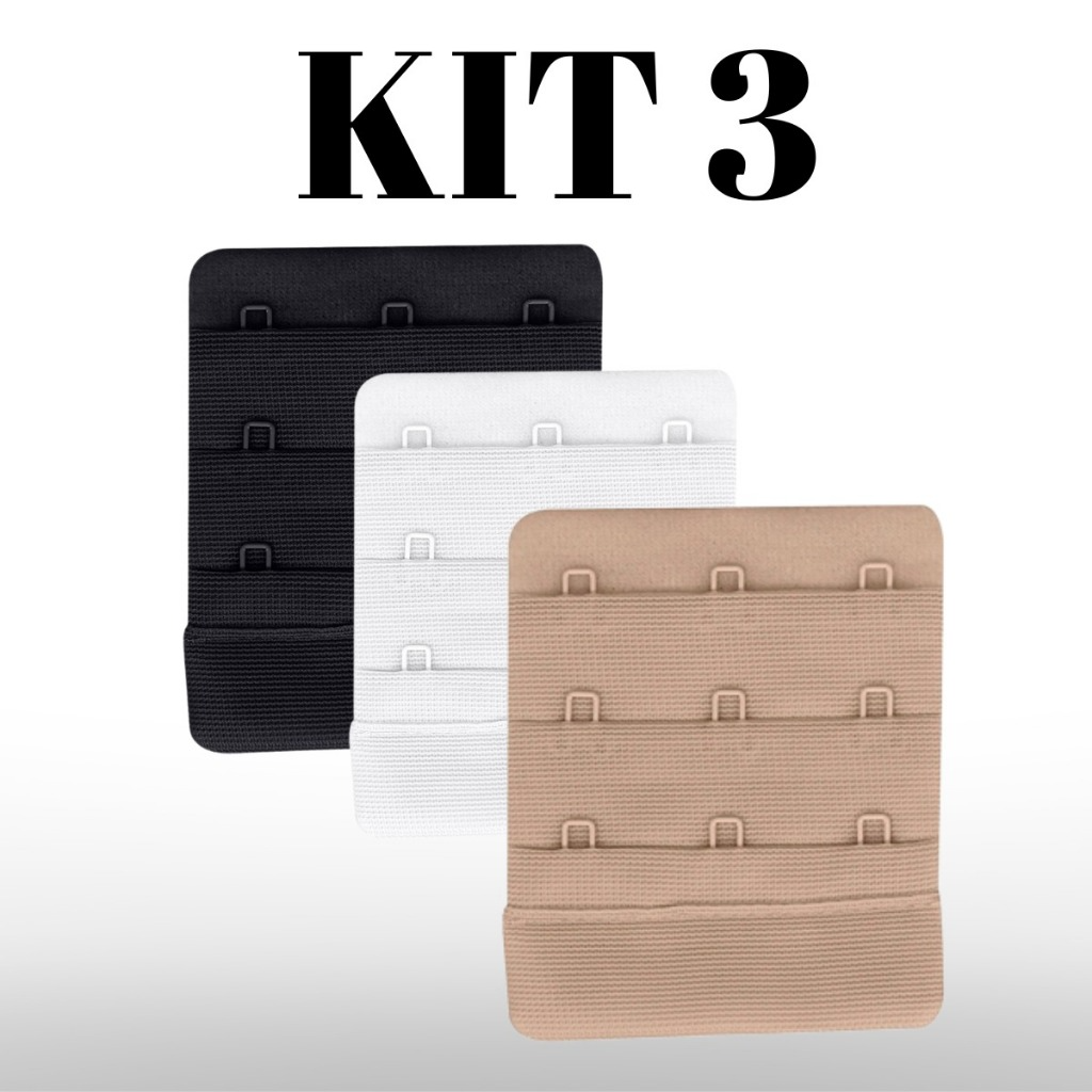 Extensores de Alça de Sutiã 3 peças – 3 ganchos, 3 fileiras ajustáveis para sutiãs sem alças e mais