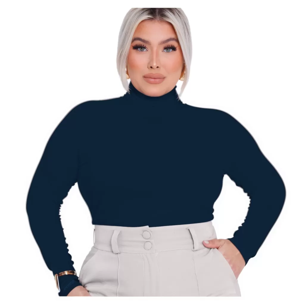 Blusa de Frio Feminina Gola Alta Segunda Pele Cacharrel Manga Longa Outono Inverno Tecido Super Maci