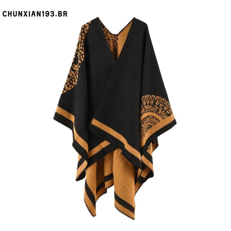 Casaco Poncho Estilo Étnico Retrô Tamanho Único