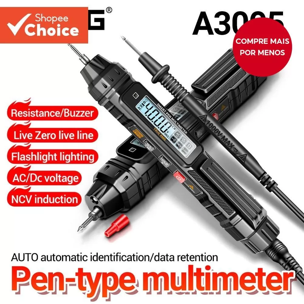 Multímetro Digital ANENG A3005-Tipo Caneta De Bolso , 4000 Contagens , True RMS Com Tela LCD