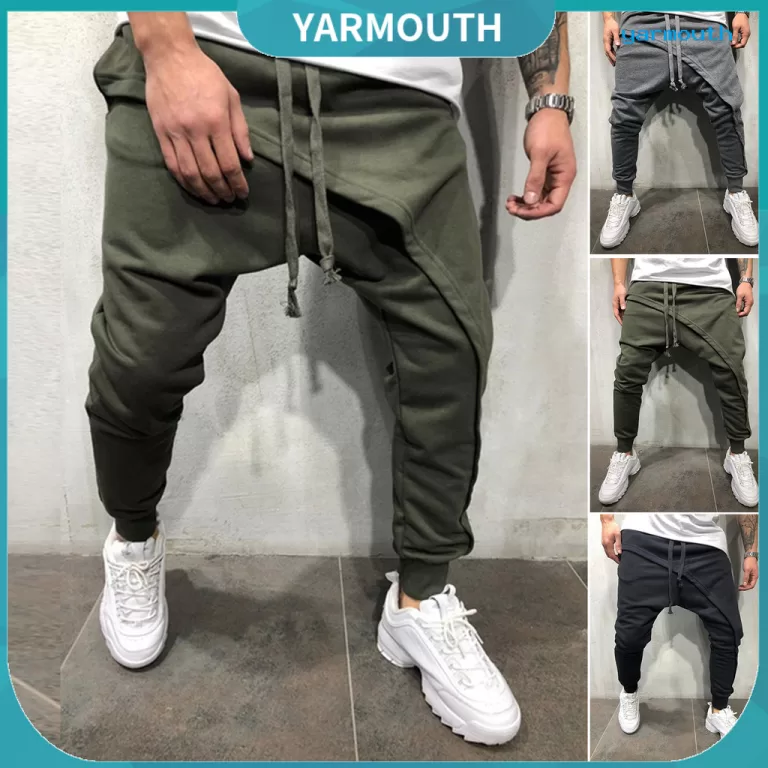 [YAR] Calça Harém Masculina Cor Sólida Tornozel
