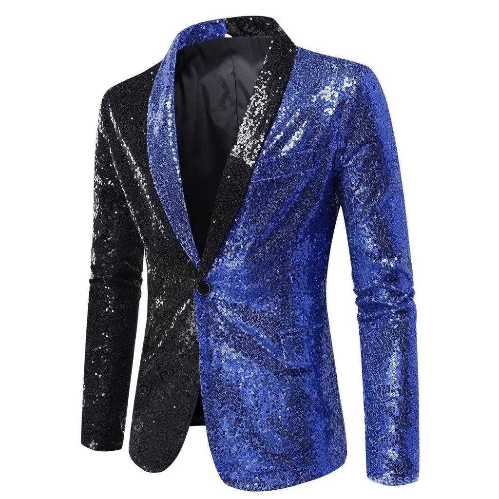 Envio em 24 horas 2024 Vestido de Performance Europeu e Americano Bloco de Cores Terno de Lantejou