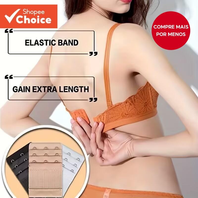 Conjunto Extensor De Alça De Sutiã Com 3 Ganchos-4 Peças De Acessórios De Lingerie Ajustáveis (Preto