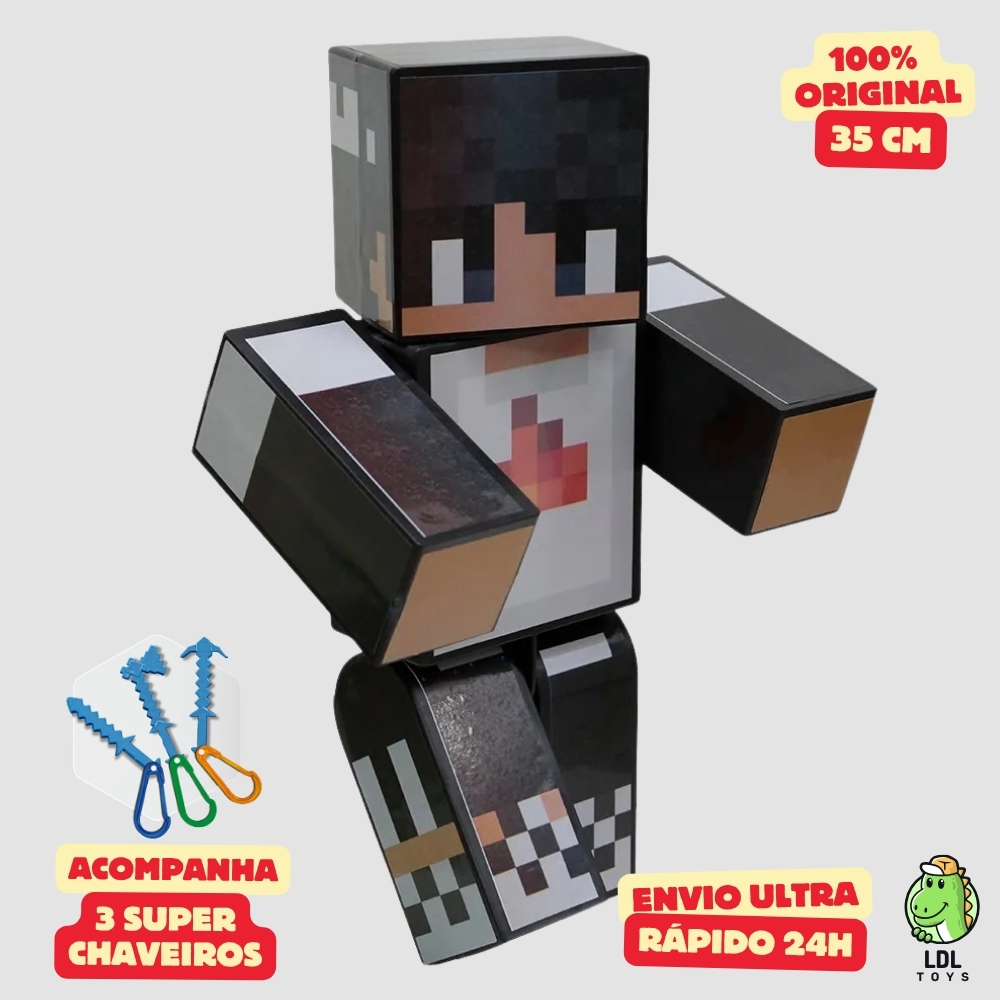 Boneco Sapnapy 35cm Articulado Acompanha 3 Chaveiros Youtuber Streamer Original Algazarra