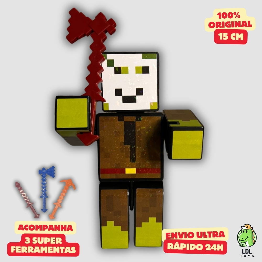 Boneco Stick Turma do Problems 15cm Articulado Acompanha 3 Ferramentas Youtuber Algazarra
