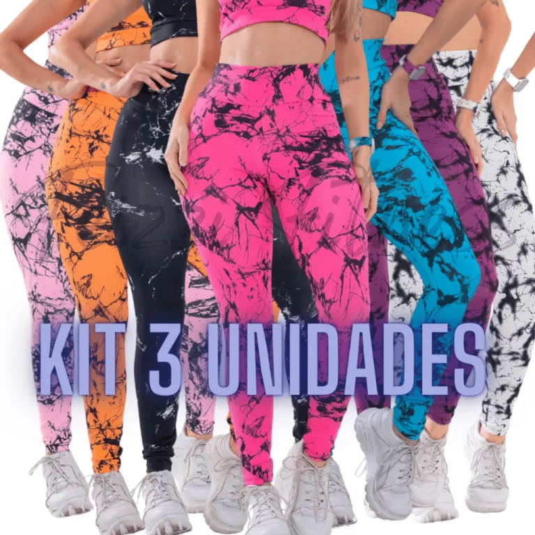 Kit 3 Calça Feminina com Estampa Marmorizada e Ci