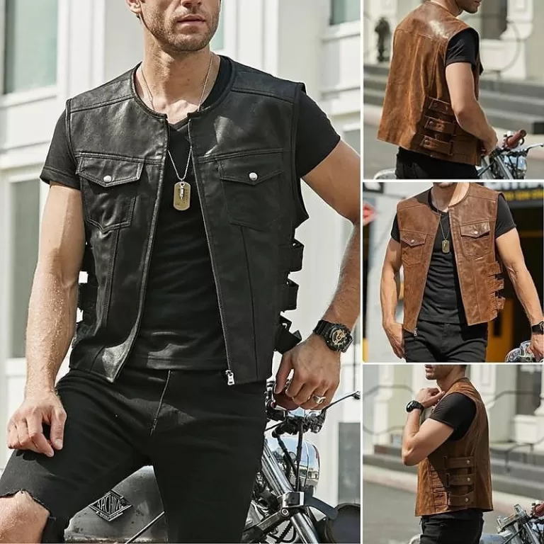 Colete Masculino De Couro De Verão