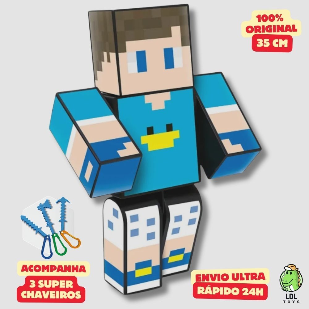 Boneco Beto Gamer 35cm Articulado Acompanha 3 Chaveiros Youtuber Original Algazarra