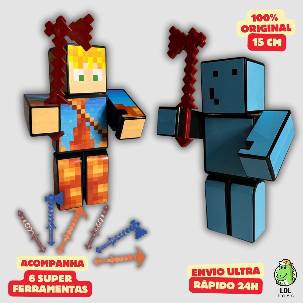 Kit 2 Bonecos Lopers + Problems Gamer Articulado Youtuber 15cm Algazarra