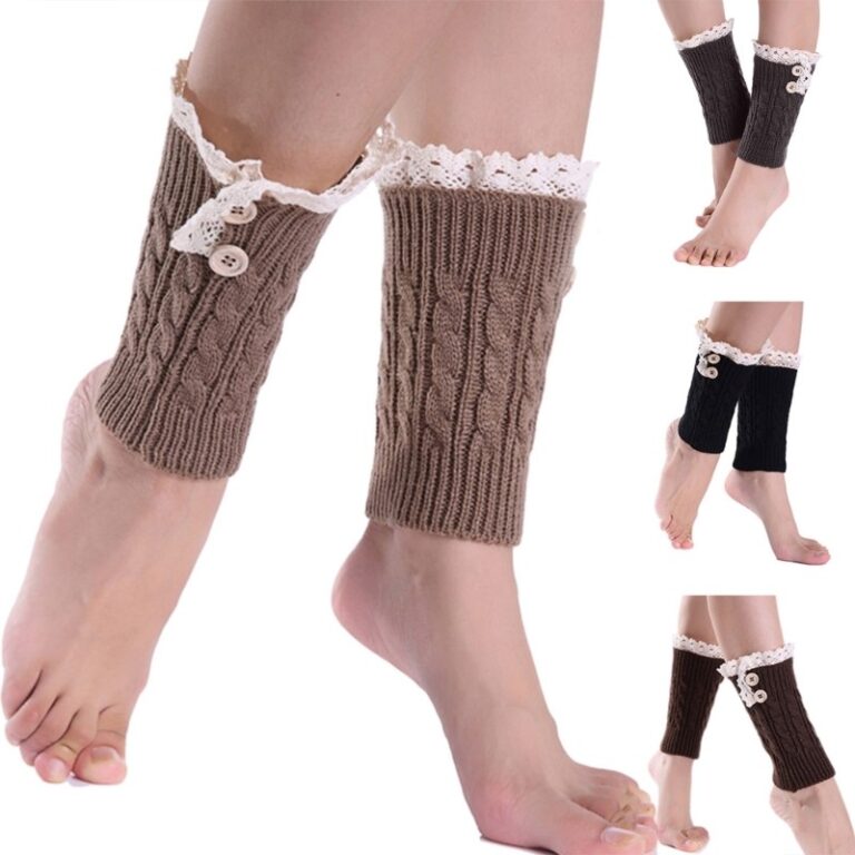 Estone Feminino Malha Bota Punhos Renda Guarniçã