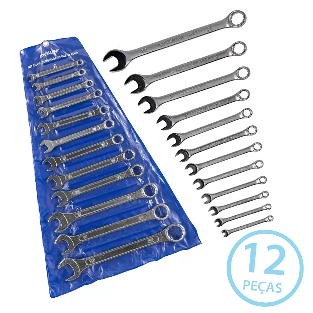 Jogo Chave Combinada Boca Estrela 6 A 22mm Resistente 12 Pçs