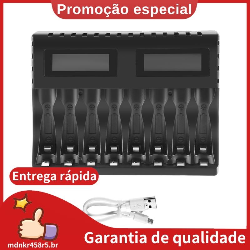 Carregador De Bateria Display LCD Inteligente Carregadores De 8 Slots Para AA/AAA NiCd NiMh Baterias