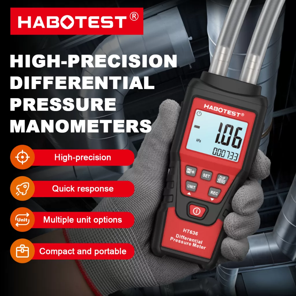 HABOTEST HT636 Manômetro Digital Medidor De Pressão Diferencial Coletor De Detecção De Vácuo