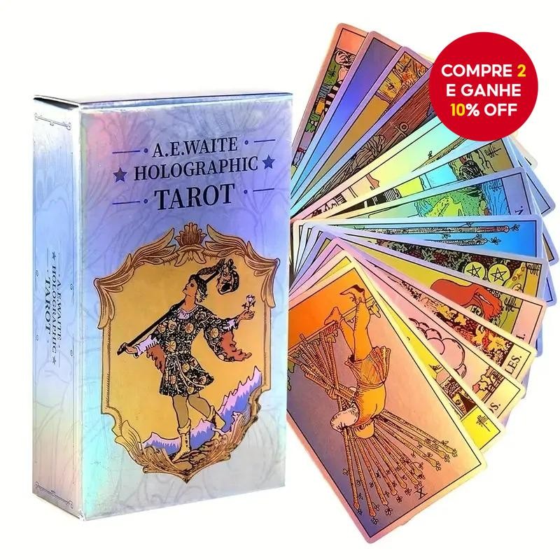 1 Caixa Clássico Jogo De Tabuleiro De Cartas De Tarô Com Flash Holográficas Baralho Waite Holográfic