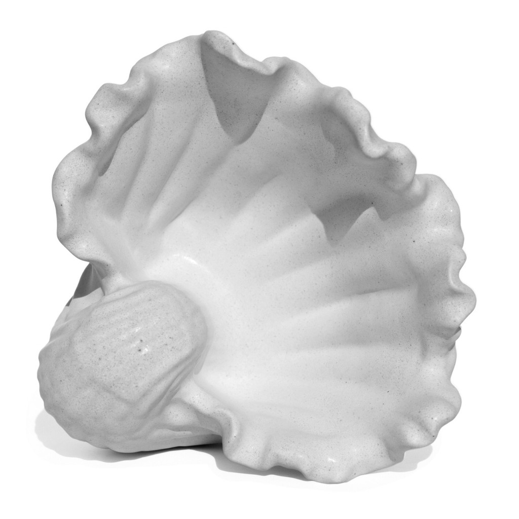 Porta Objetos Concha Pérola Grande Artesanal 13,5×6,5x13cm Em Resina Mineral