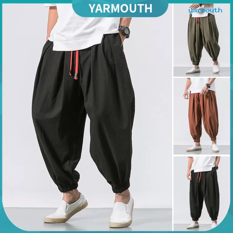 [YAR] Calça Harém Masculina Com Faixa No Tornoze