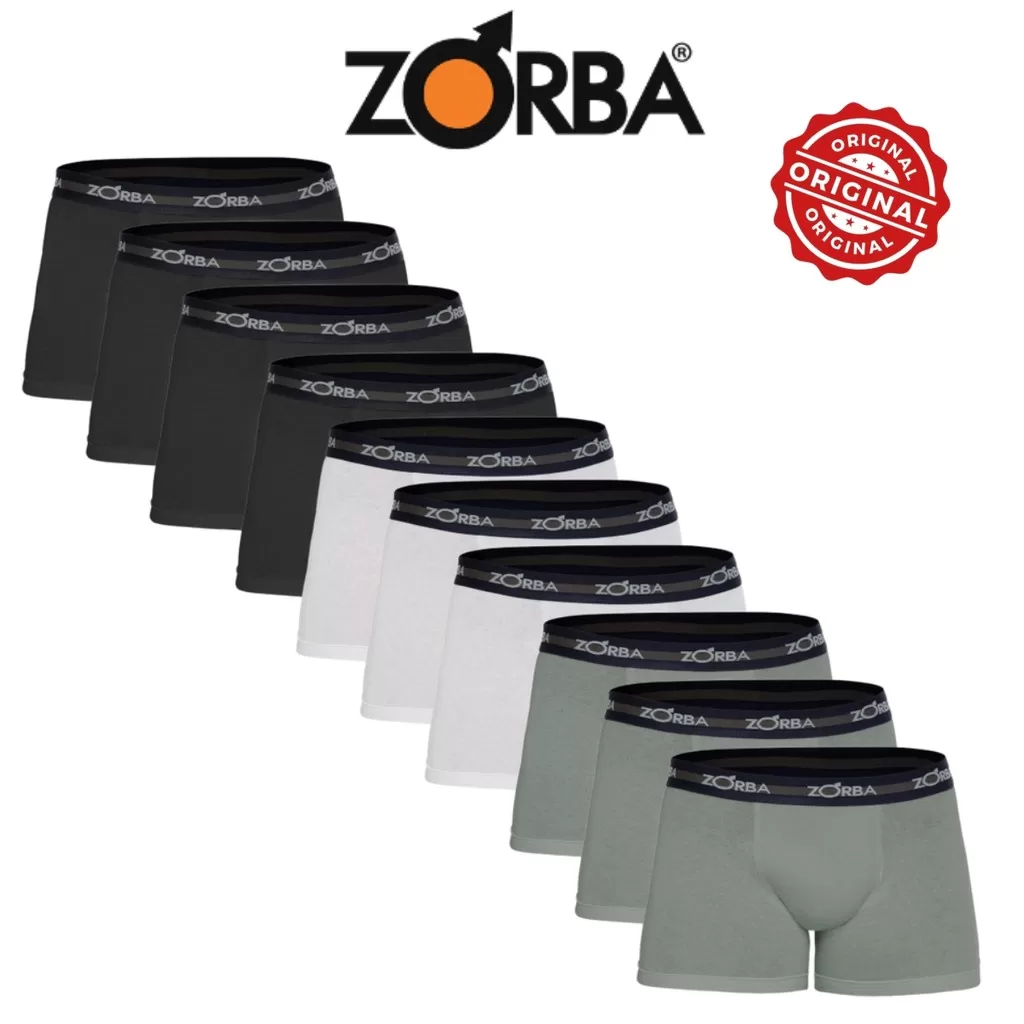 Kit Com 10 Cuecas Boxer Zorba Algodão Masculina Original Confortável Cueca Box