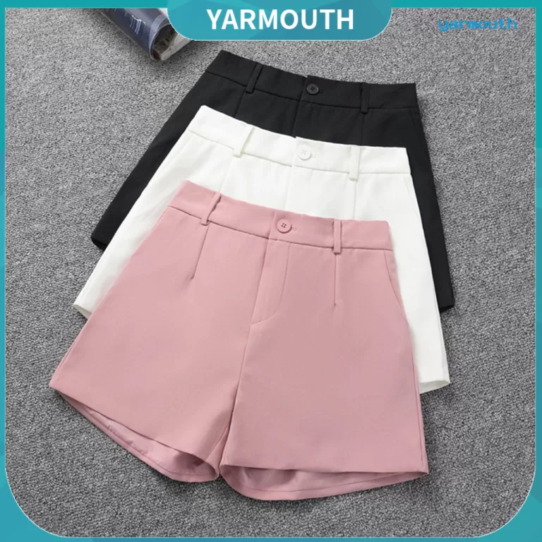 [YAR] Shorts Femininos Com Zíper E Fecho De Botã