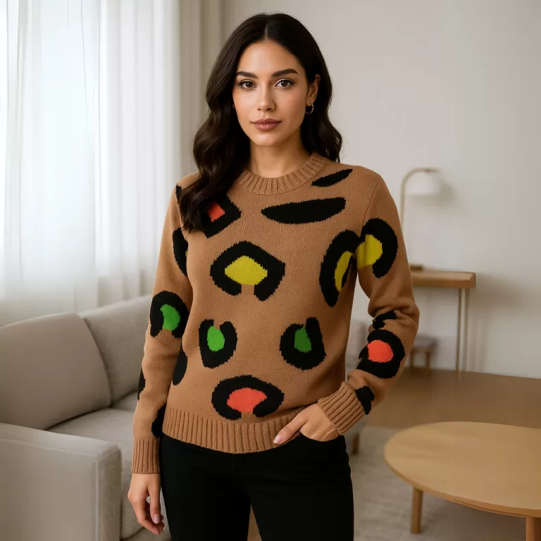 Blusa Feminina em Tricot com Estampa Animal Colori