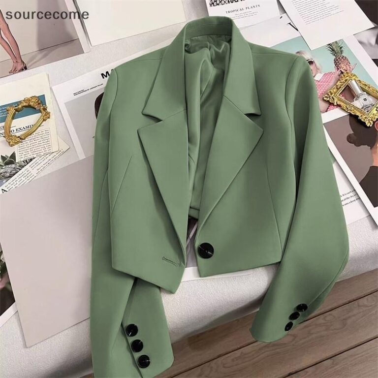 [sourcecome] Blazers Recortados Femininos Com Gola