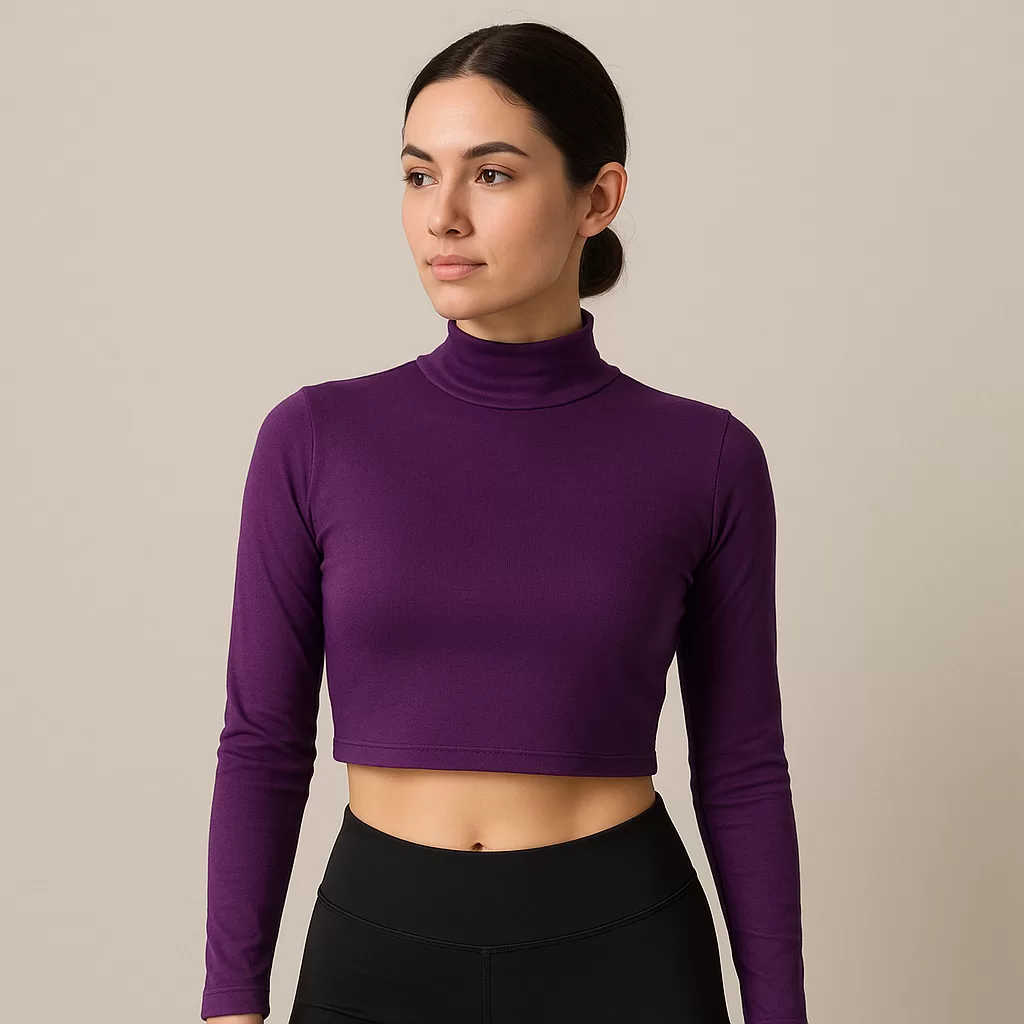 Cropped Feminino Manga Longa Gola Alta Sjons