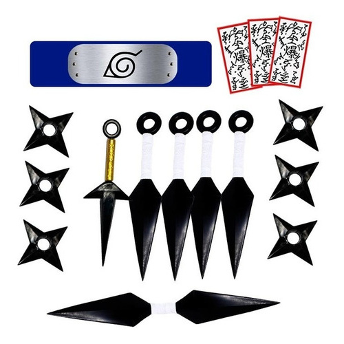 Kit Ninja Top Com Bandana Shurikens E Kunais Para 