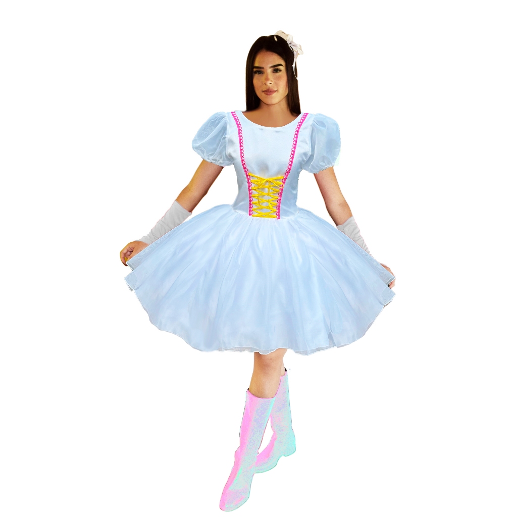 Fantasia Vestido De Noiva De Festa Junina Caipira Com Luva E Véu curto
