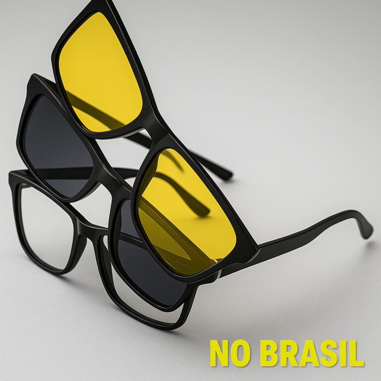armação de óculos clip on 3 em 1 com fixação 
