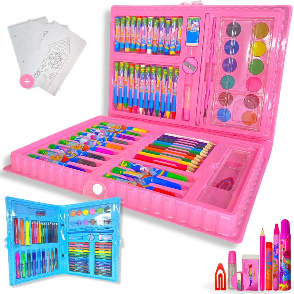 Maleta Pintura Infantil Estojo 68 Peças Para Colorir