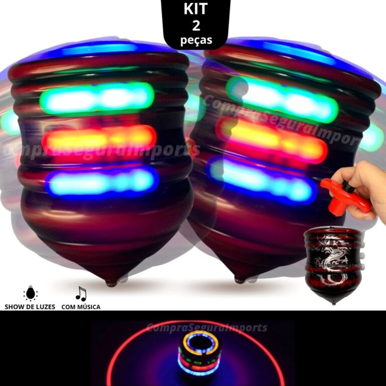 Piao Musical Com Luz E Som Kit Com 2 Piões Dragao